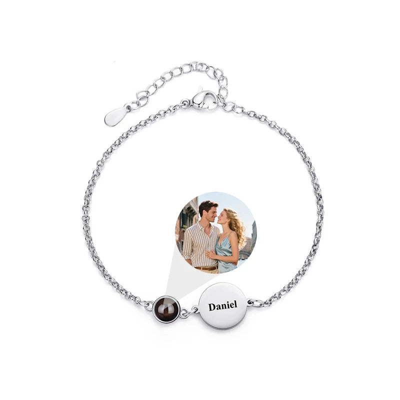 💖 Personalisiertes Foto Armband mit Name – 📸 Projektionsarmband mit Bild im Inneren – 🎁 Emotionales Geschenk für Frauen & beste Freunde