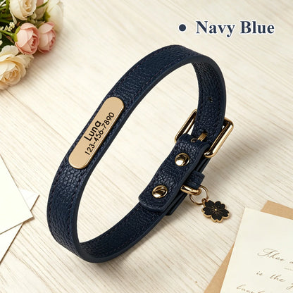 Personalisiertes Hundehalsband aus PU-Leder 🐶 Weiches Halsband mit Namensgravur für Hunde & Katzen