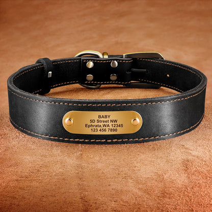 🐶 Personalisiertes Leder-Hundehalsband mit Leine – Echtleder-Set für große Hunde