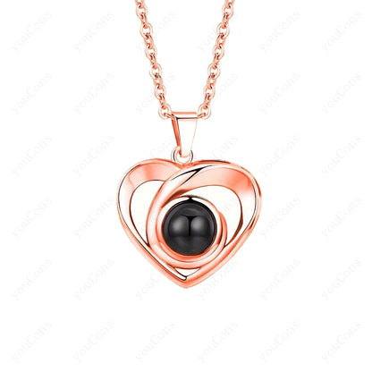 ❤️ Personalisierte Foto Projektions Halskette mit eigenem Bild – Edelstahl Kette für Damen in verschiedenen Designs