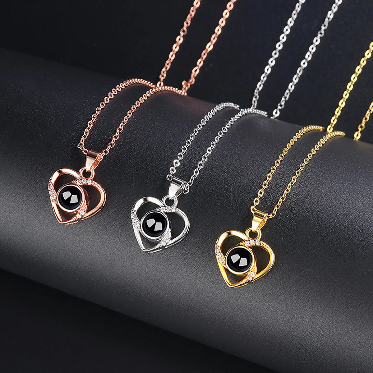 ❤️ Personalisierte Foto Projektions Halskette mit eigenem Bild – Edelstahl Kette für Damen in verschiedenen Designs