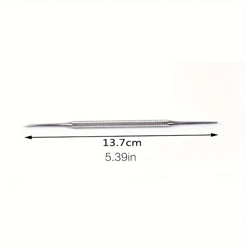 Professioneller Nagellifter & Reiniger aus Edelstahl – Doppelköpfiges Pediküre-Werkzeug für präzise Nagelpflege
