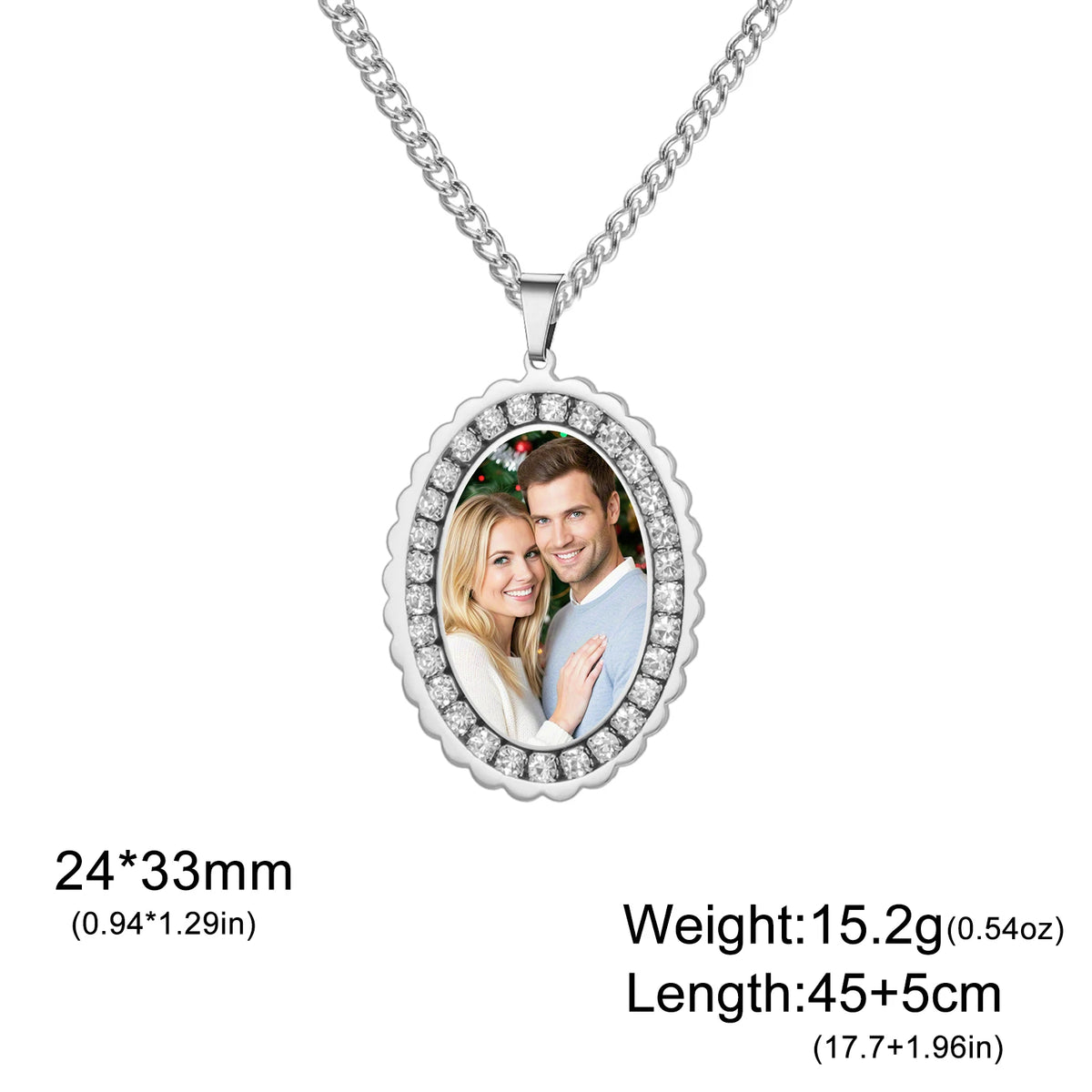 Personalisierte Halskette mit Foto 💕 Individueller Foto-Anhänger aus Edelstahl in Gold, Silber oder Schwarz