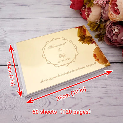 Personalisiertes Hochzeits-Gästebuch 25×18 cm – Acryl-Einband, Wunschbuch, Verlobung