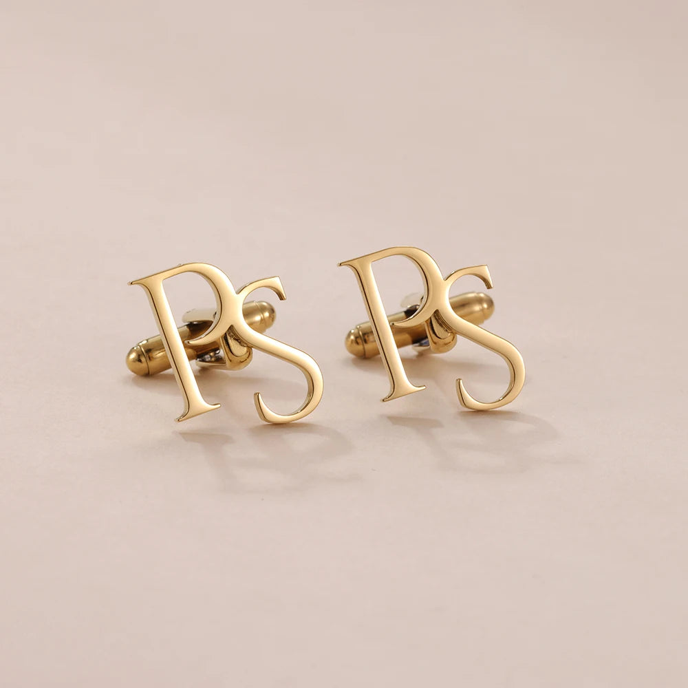 💎 Personalisierte Monogramm Manschettenknöpfe mit Initialen (2er Set) – 👔 Gravierte Edelstahl Manschettenknöpfe für Herren – 🎁 Romantisches Geschenk zum Valentinstag