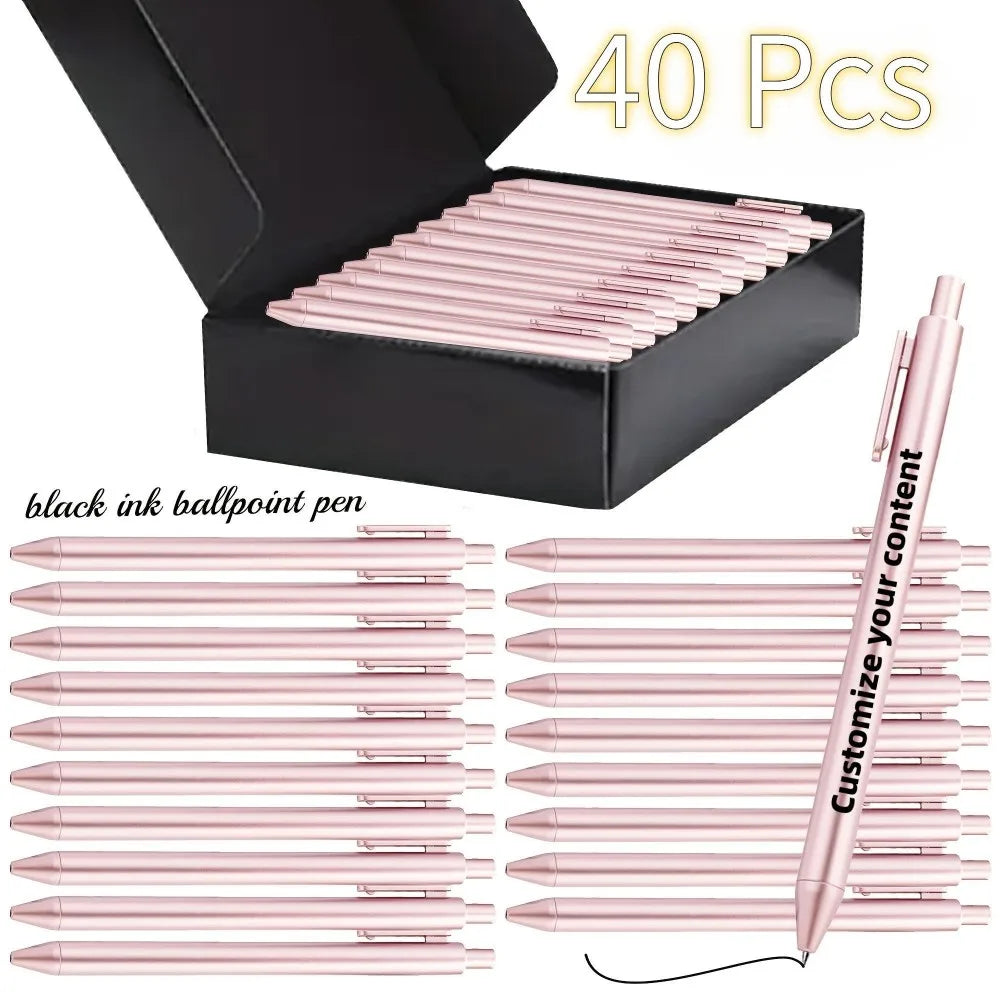 🖊️ Personalisiertes Luxus Kugelschreiber Set mit Gravur – 🎁 Schwarze Geschenkbox & Lasergravur – ✨ Business Geschenk 10 / 40 Stück