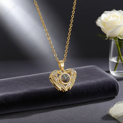 ❤️ Personalisierte Foto Projektions Halskette mit eigenem Bild – Edelstahl Kette für Damen in verschiedenen Designs