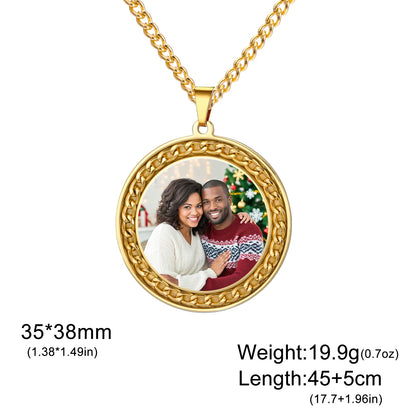 Personalisierte Halskette mit Foto 💕 Individueller Foto-Anhänger aus Edelstahl in Gold, Silber oder Schwarz