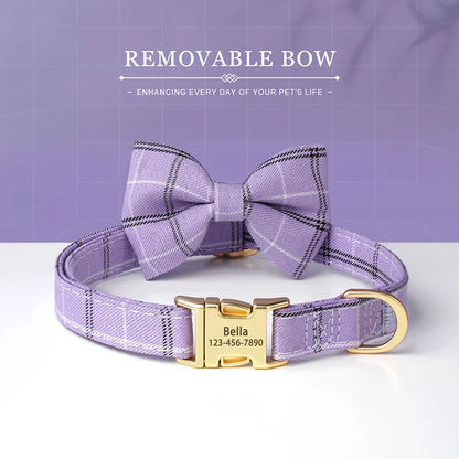 🐶 Personalisiertes Hundehalsband mit Fliege & Gravur – Name + Telefonnummer