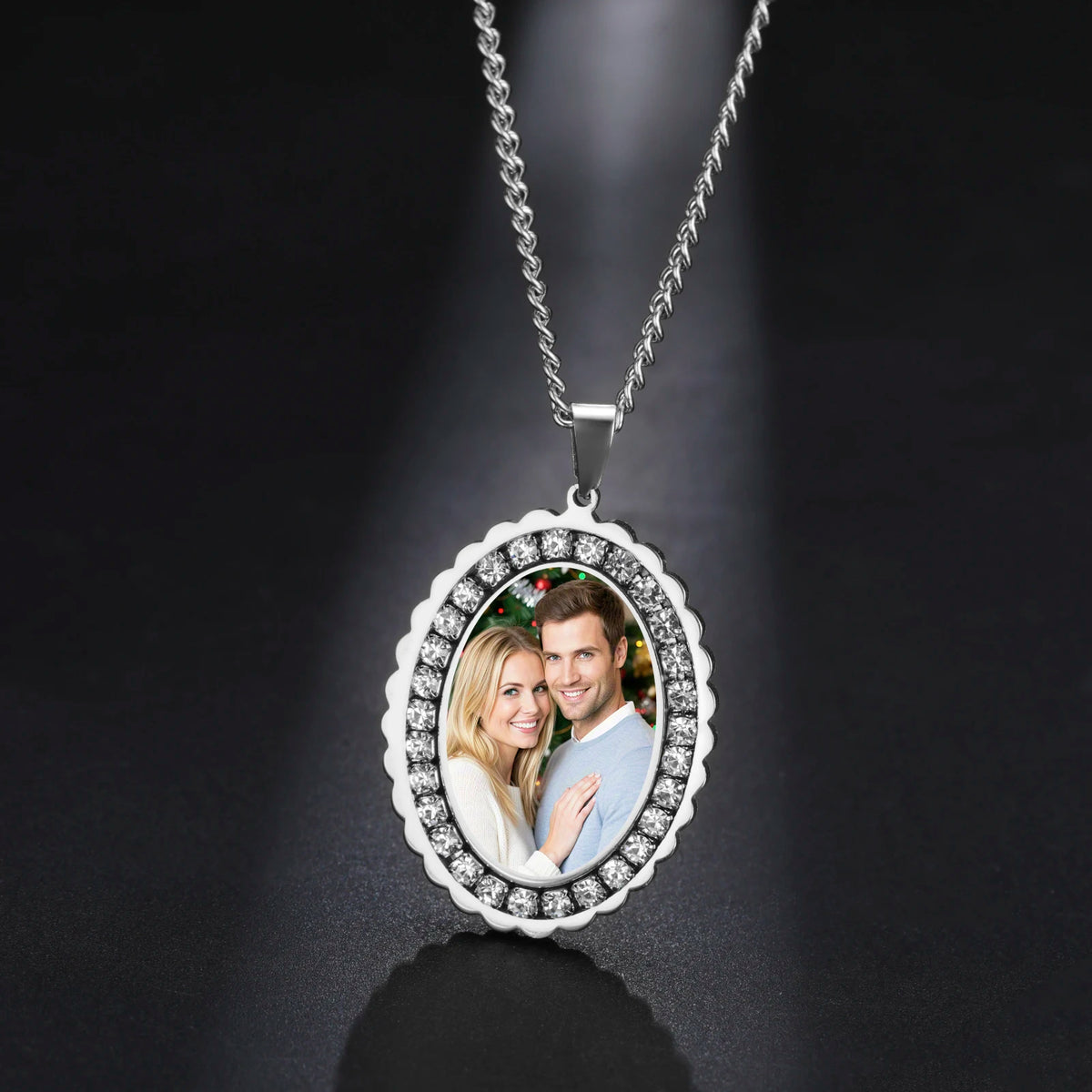 Personalisierte Halskette mit Foto 💕 Individueller Foto-Anhänger aus Edelstahl in Gold, Silber oder Schwarz