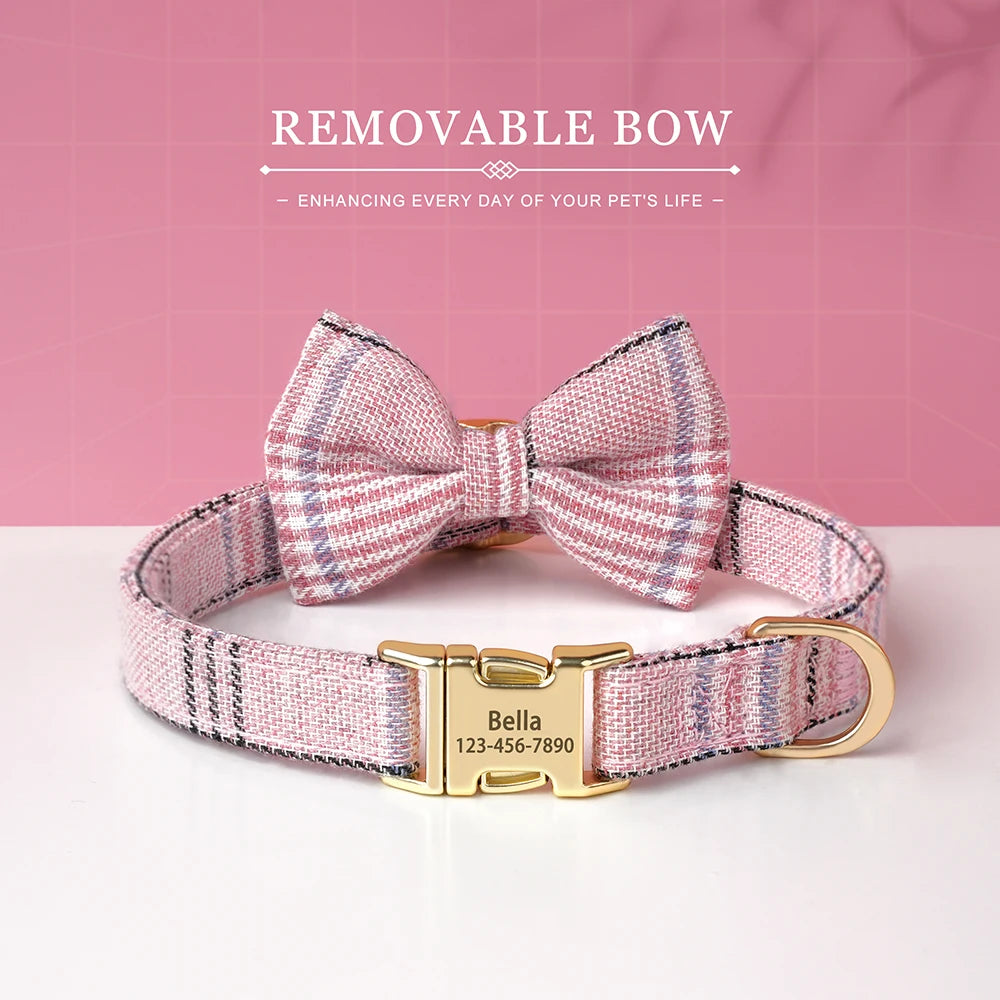 🐶 Personalisiertes Hundehalsband mit Fliege & Gravur – Name + Telefonnummer