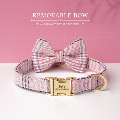 🐶 Personalisiertes Hundehalsband mit Fliege & Gravur – Name + Telefonnummer