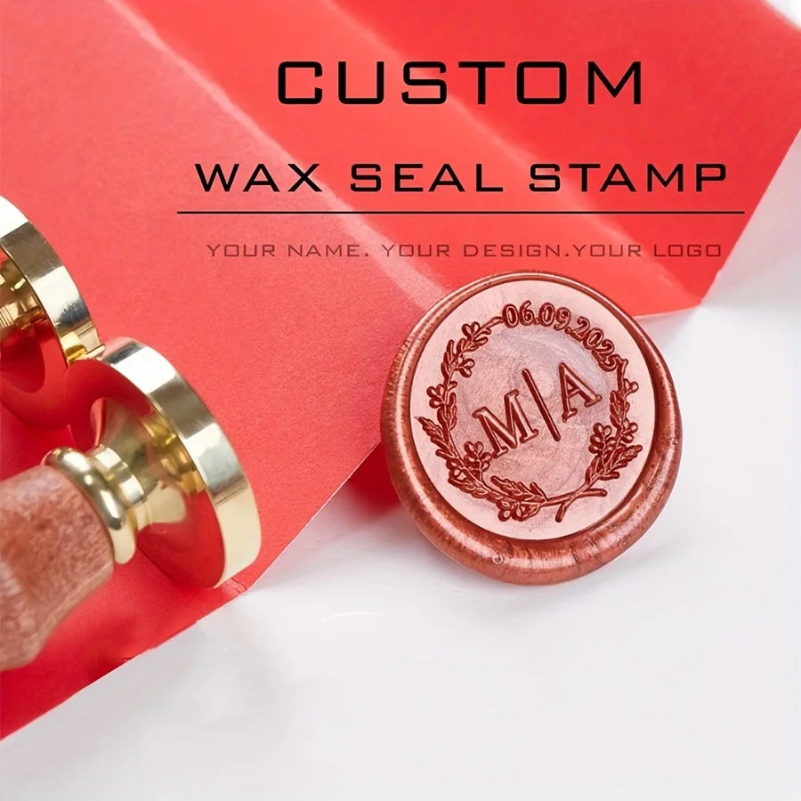 🕯️ Personalisierter Wachssiegel Stempel Set mit Holzgriff – 💍 Individueller Logo & Initialen Siegelstempel für Hochzeitseinladung – ✨ Vintage Wachs Siegel DIY Set
