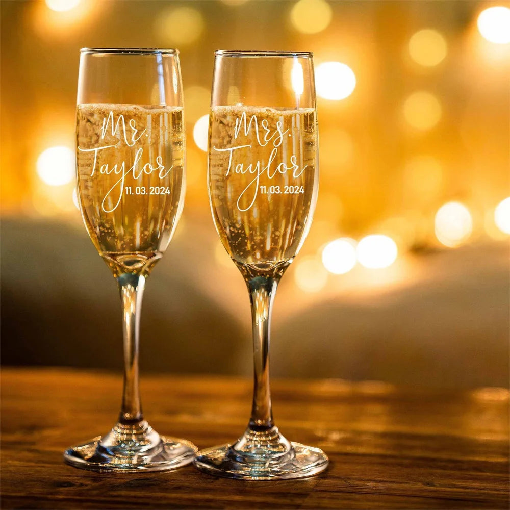 ✨ Personalisierte Champagner-Gläser für die Hochzeit – Gravierte Hochzeits-Toastgläser für Braut & Bräutigam