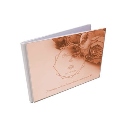 Personalisiertes Hochzeits-Gästebuch 25×18 cm – Acryl-Einband, Wunschbuch, Verlobung