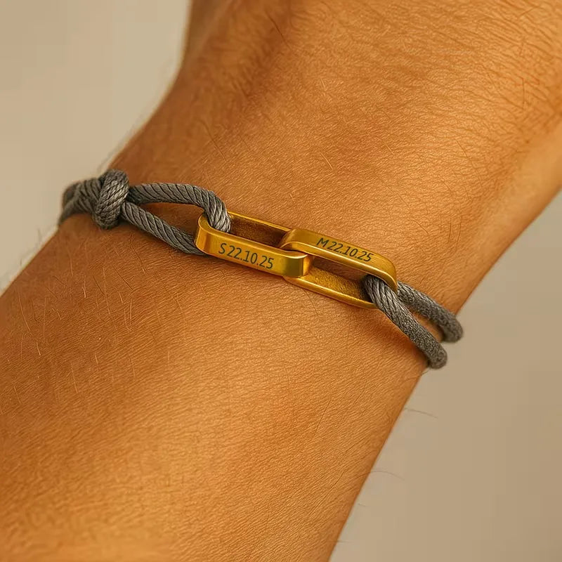 Personalisiertes Paar-Armband mit Gravur ❤️ Name & Datum auf Edelstahl-Armband für Partner