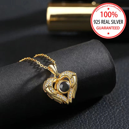 ❤️ Personalisierte Foto Projektions Halskette aus 925 Sterling Silber – Zirkon Anhänger mit eigenem Bild für Damen