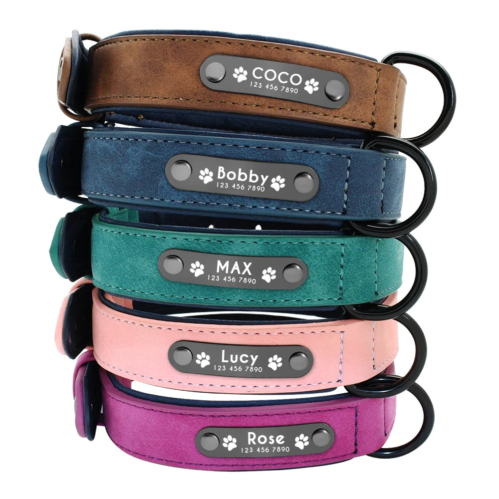 🐶 Personalisiertes Leder-Hundehalsband mit Leine – Halsband & Führleine im Set