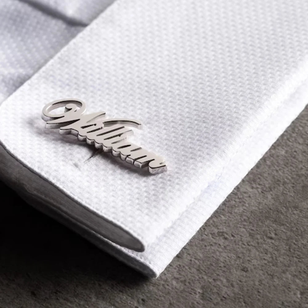 💎 Personalisierte Manschettenknöpfe mit Namen (2er Set) – 👔 Edelstahl Herren Manschettenknöpfe für Hochzeit, Bräutigam & Trauzeugen – 🎁 Individuelles Geschenk für Männer