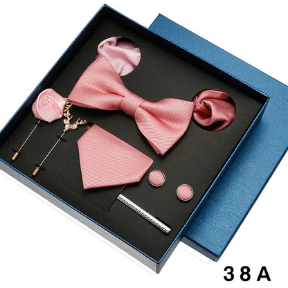 👔 Krawatte Set Herren mit Einstecktuch & Manschettenknöpfen – 🎁 Elegante Krawatte für Hochzeit & Business – ✨ Geschenkset für Männer