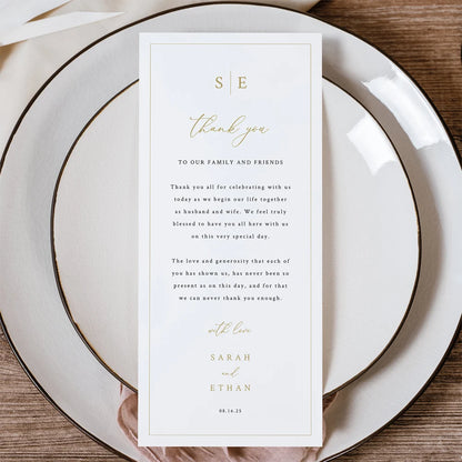 ✨ Personalisierte, minimalistische Dankes-Tischkarte – Elegante Hochzeit & Party