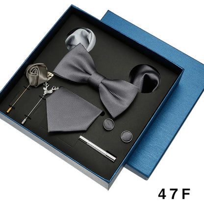 👔 Krawatte Set Herren mit Einstecktuch & Manschettenknöpfen – 🎁 Elegante Krawatte für Hochzeit & Business – ✨ Geschenkset für Männer