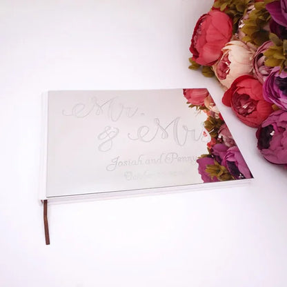 Personalisiertes Hochzeits-Gästebuch 25×18 cm – Acryl-Einband, Wunschbuch, Verlobung