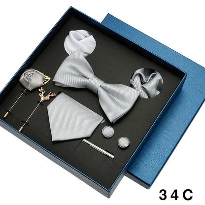 👔 Krawatte Set Herren mit Einstecktuch & Manschettenknöpfen – 🎁 Elegante Krawatte für Hochzeit & Business – ✨ Geschenkset für Männer
