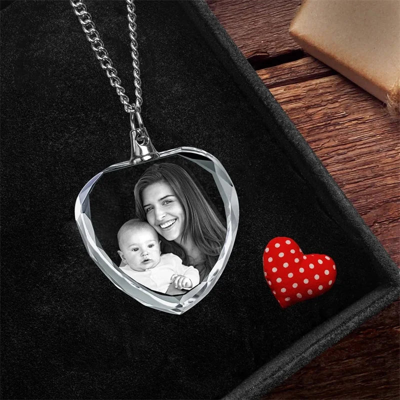 ✨ Personalisiertes 3D-Kristallfoto als Herz-Halskette – Individuelle Foto-Halskette für Frauen & Männer