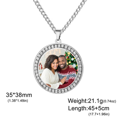 Personalisierte Halskette mit Foto 💕 Individueller Foto-Anhänger aus Edelstahl in Gold, Silber oder Schwarz