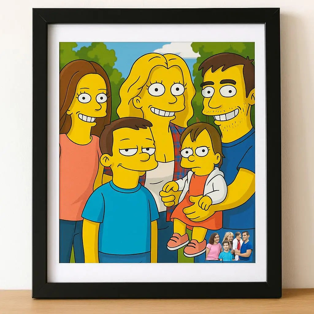 🎨 Personalisiertes Simpsons Familienportrait nach Foto – 👨‍👩‍👧 Cartoon Zeichnung für Paare & Familie – 🎁 Einzigartige Geschenkidee