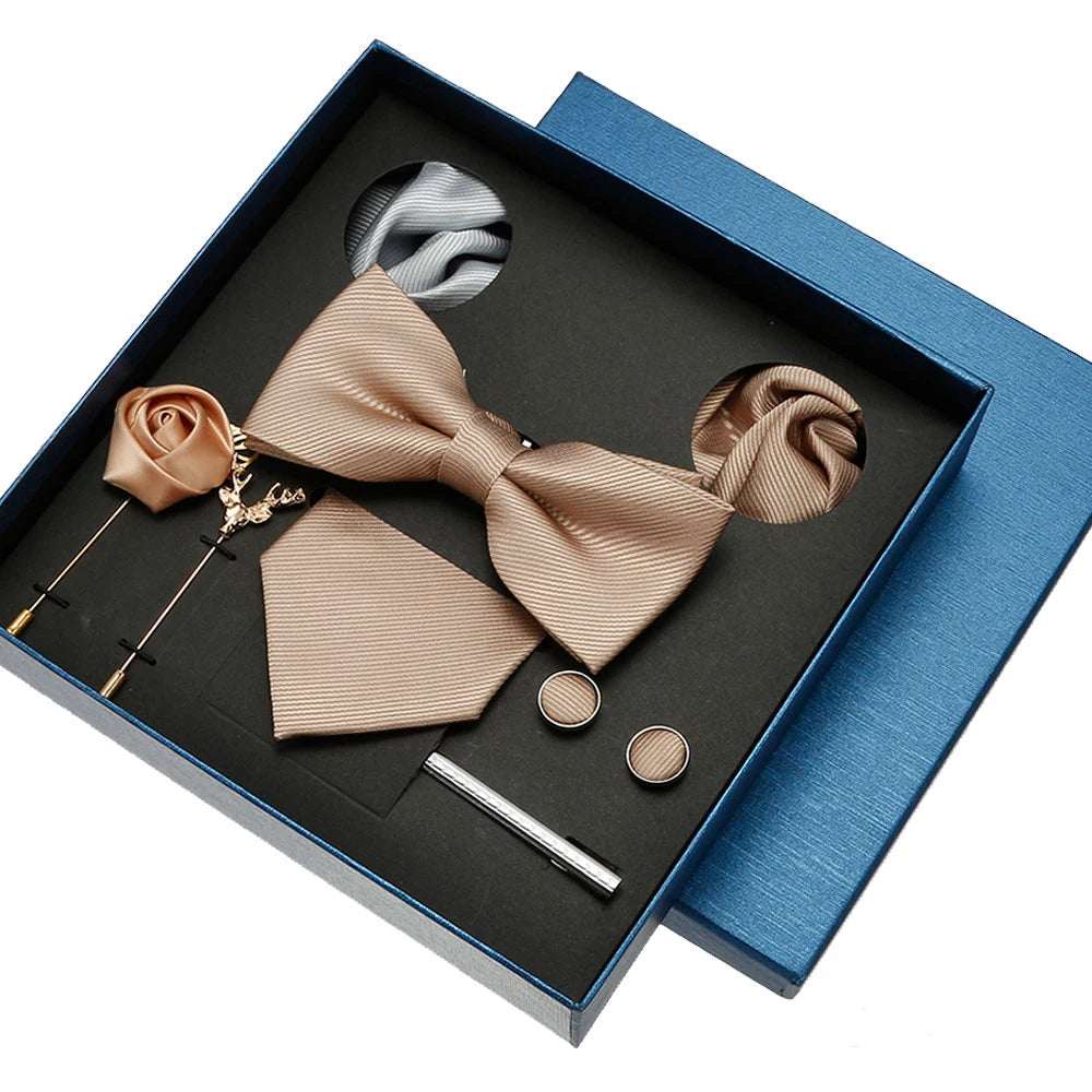 👔 Krawatte Set Herren mit Einstecktuch & Manschettenknöpfen – 🎁 Elegante Krawatte für Hochzeit & Business – ✨ Geschenkset für Männer