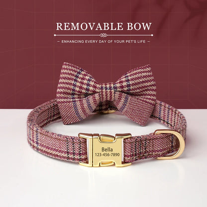 🐶 Personalisiertes Hundehalsband mit Fliege & Gravur – Name + Telefonnummer