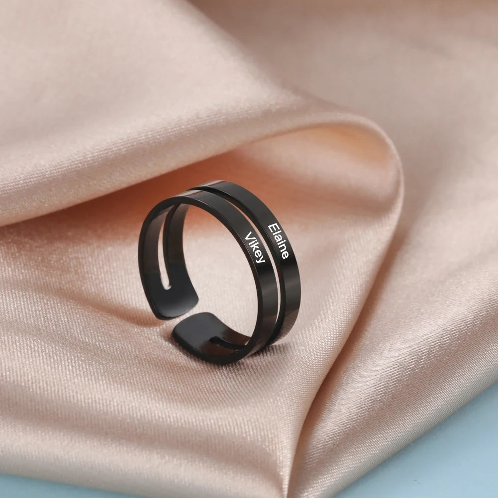 ✨ Personalisierter Ring mit Gravur – Namensring aus Edelstahl für Paare, Geschenk für Liebe & Familie