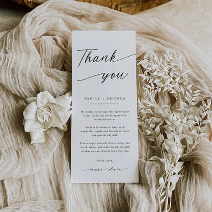 ✨ Personalisierte, minimalistische Dankes-Tischkarte – Elegante Hochzeit & Party