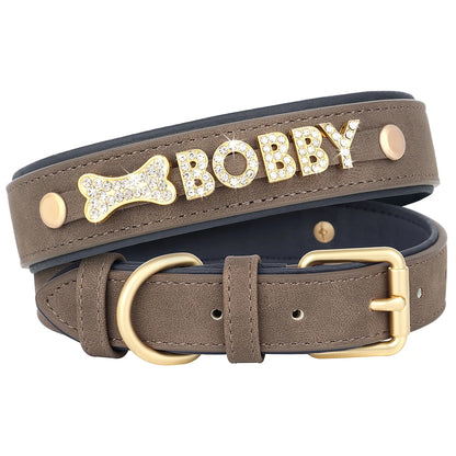 Personalisiertes Leder-Hundehalsband 🐾 Verstellbares Halsband mit Namensanhänger für kleine & mittelgroße Hunde