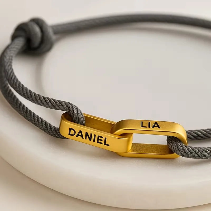 Personalisiertes Paar-Armband mit Gravur ❤️ Name & Datum auf Edelstahl-Armband für Partner