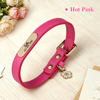 Personalisiertes Hundehalsband aus PU-Leder 🐶 Weiches Halsband mit Namensgravur für Hunde & Katzen