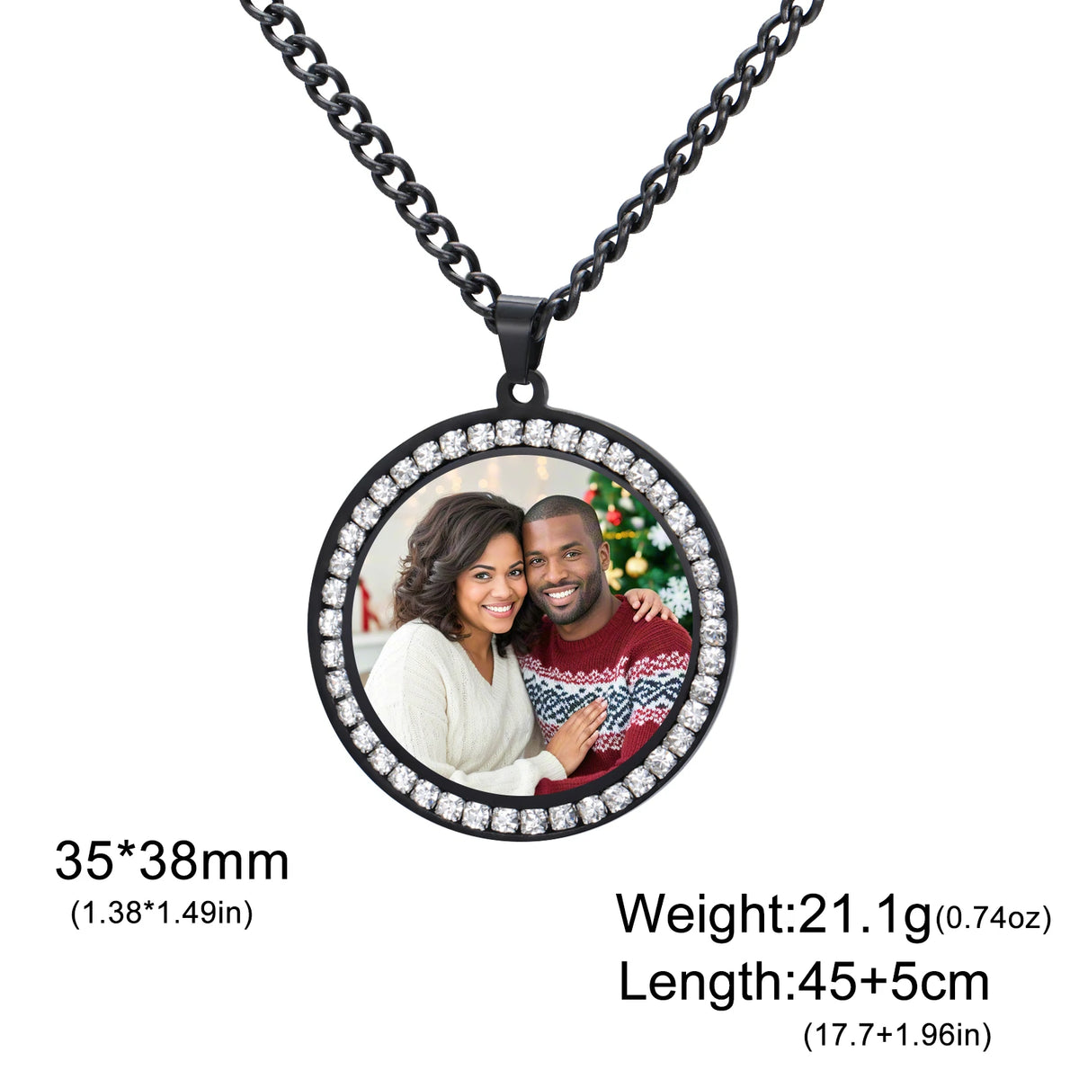 Personalisierte Halskette mit Foto 💕 Individueller Foto-Anhänger aus Edelstahl in Gold, Silber oder Schwarz