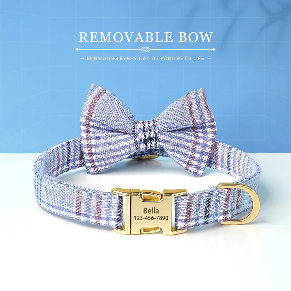 🐶 Personalisiertes Hundehalsband mit Fliege & Gravur – Name + Telefonnummer