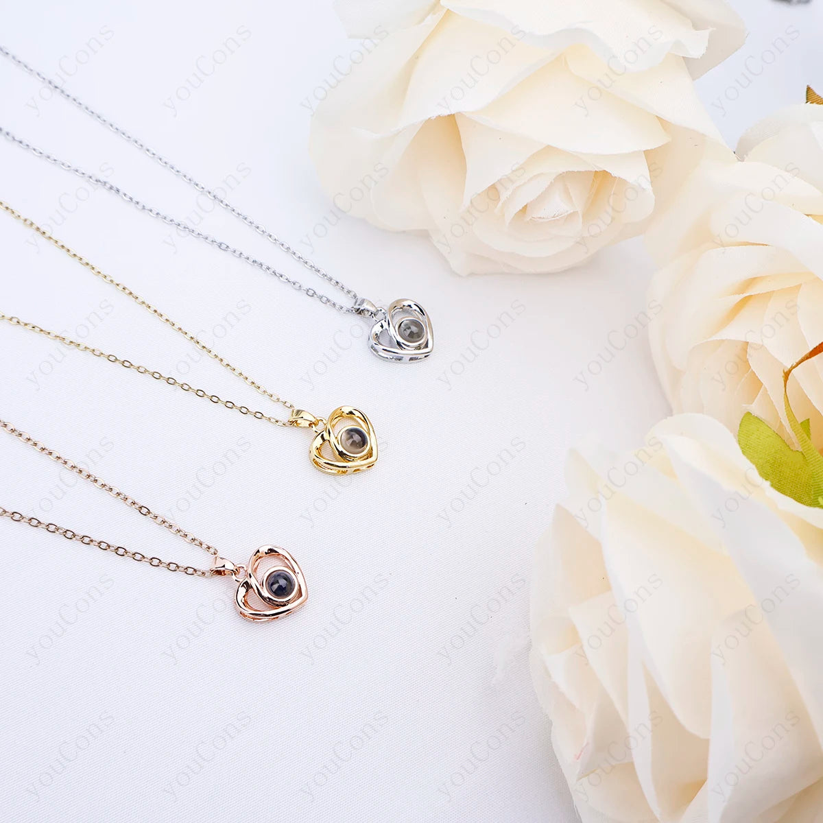 ❤️ Personalisierte Foto Projektions Halskette mit eigenem Bild – Edelstahl Kette für Damen in verschiedenen Designs