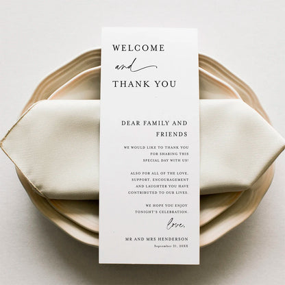 ✨ Personalisierte, minimalistische Dankes-Tischkarte – Elegante Hochzeit & Party