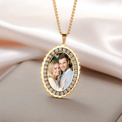 Personalisierte Halskette mit Foto 💕 Individueller Foto-Anhänger aus Edelstahl in Gold, Silber oder Schwarz