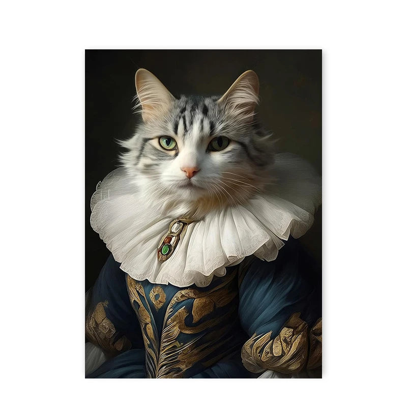 ✨ Personalisiertes Haustier-Portrait auf Leinwand – Königliches Hunde- & Katzenportrait im Renaissance-Stil