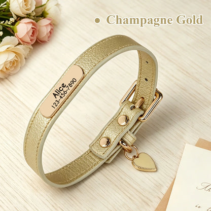 Personalisiertes Hundehalsband aus PU-Leder 🐶 Weiches Halsband mit Namensgravur für Hunde & Katzen