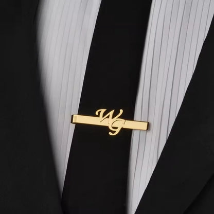 ❤️ Personalisierte Krawattenklammer mit Initialen aus Edelstahl – Individueller Krawattenclip für Herren, Bräutigam & Trauzeugen