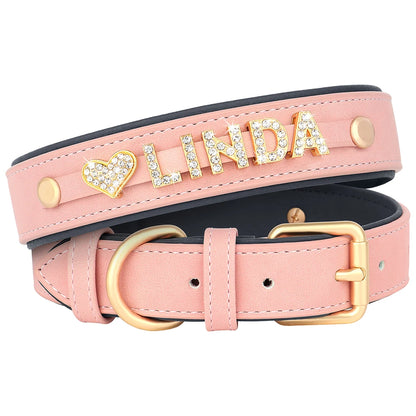 Personalisiertes Leder-Hundehalsband 🐾 Verstellbares Halsband mit Namensanhänger für kleine & mittelgroße Hunde