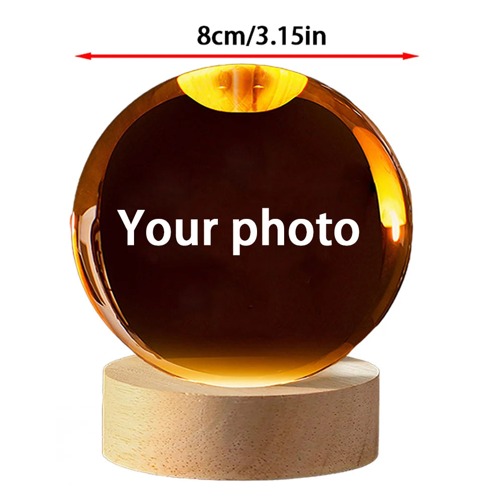 🔮 Benutzerdefiniertes Kristallkugel Foto LED Nachtlicht – Persönliche Dekoration & Geschenk