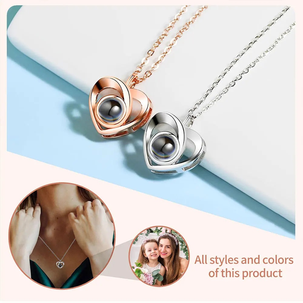 💖 Personalisierte Foto Halskette mit Bild im Inneren – 🐾 Projektionskette mit eigenem Foto – 🎁 Emotionales Geschenk für Frauen & Männer