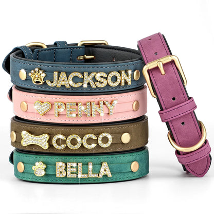 Personalisiertes Leder-Hundehalsband 🐾 Verstellbares Halsband mit Namensanhänger für kleine & mittelgroße Hunde